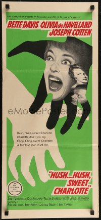 2y0489 HUSH...HUSH, SWEET CHARLOTTE Aust daybill 1965 Bette Davis, Olivia de Havilland, Aldrich!