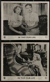 2y1741 IN THIS OUR LIFE 2 English FOH LCs 1942 Bette Davis, Olivia De Havilland, Charles Coburn!