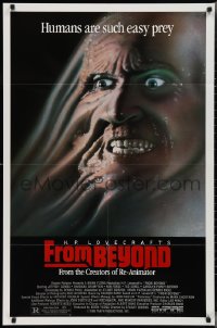 2y0736 FROM BEYOND 1sh 1986 H.P. Lovecraft, wild sci-fi horror image, humans are such easy prey!