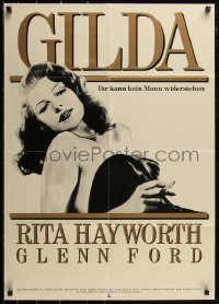 2y0417 GILDA German R1988 close-up of sexy Rita Hayworth reclining & smoking!