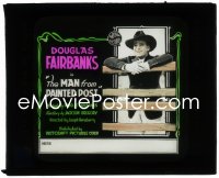 2y1724 MAN FROM PAINTED POST glass slide 1917 happy Douglas Fairbanks Sr. wearing cowboy hat!