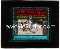 2y1731 MASK OF LOPEZ glass slide 1924 cowboy Fred Thomson & Wilfrid Lucas standing by horse!