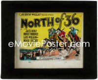 2y1736 NORTH OF 36 glass slide 1924 art of Jack Holt & Lois Wilson on horseback in cattle drive!