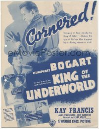 2y1634 KING OF THE UNDERWORLD herald 1939 King of Killers Humphrey Bogart & sexy Kay Francis, rare!