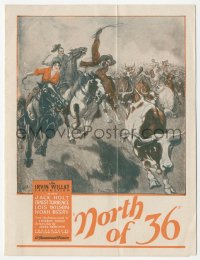 2y1661 NORTH OF 36 herald 1924 art of Jack Holt & Lois Wilson on horseback in cattle drive, rare!