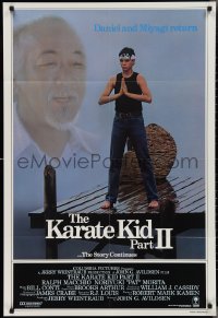 2y0782 KARATE KID PART II teaser 1sh 1986 Pat Morita as Mr. Miyagi, Ralph Macchio as Daniel-san!