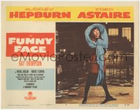 2y1160 FUNNY FACE LC #2 1957 pretty Audrey Hepburn full-length in wacky hat singing!