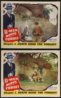 2y1607 G-MEN NEVER FORGET 2 chapter 1 LCs 1948 Clayton Moore fighting, Republic serial, full-color!