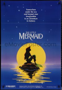 2y0794 LITTLE MERMAID teaser DS 1sh 1989 Disney, great art of Ariel in moonlight by Morrison/Patton!