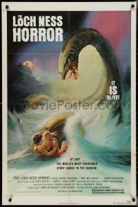 2y0798 LOCH NESS HORROR 1sh 1982 great Lamanna artwork of prehistoric monster attacking couple!