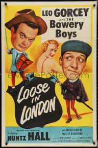 2y0801 LOOSE IN LONDON 1sh 1953 wacky image of Bowery Boys Leo Gorcey & Huntz Hall!