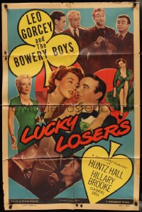 2y0804 LUCKY LOSERS 1sh 1950 Leo Gorcey, Huntz Hall, Bowery Boys, pretty Hillary Brooke!