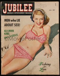 2y0603 JUBILEE vol 1 no 1 magazine September 1950 sexy covergirl Janey Matthews in 2-piece swimsuit!