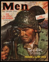 2y0609 MEN vol 1 no 3 magazine June 1952 great cover art of soldier with bazooka by Mal Singer!