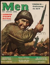 2y0608 MEN vol 1 no 1 magazine March 1952 great cover art of soldier with bayonet & rifle!