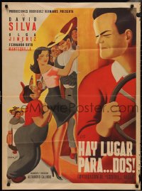 2y0391 HAY LUGAR PARA DOS Mexican poster 1949 Gil art of man 'helping' woman on bus, ultra rare!