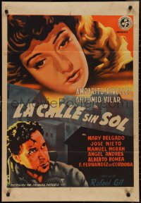 2y0392 LA CALLE SIN SOL Mexican poster 1950 sexy Amparo Rivelles, Juanino Renau Berenguer art, rare!