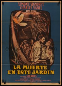 2y0393 LA MORT EN CE JARDIN Mexican poster 1960 Luis Bunuel's La mort en ce jardin, art of Signoret & Vanel!