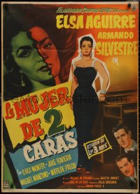 2y0394 LA MUJER DE DOS CARAS Mexican poster 1957 Elsa Aguirre is a Two-Faced Woman, ultra rare!