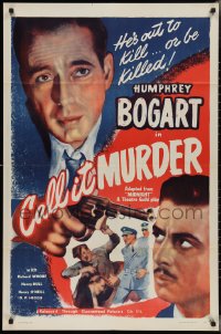 2y0811 MIDNIGHT 1sh R1947 huge close up of Humphrey Bogart with gun, Call It Murder!