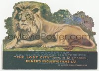 2y1682 LOST CITY die-cut 4x5 English promo card 1920 wonderful art of African lion, very rare!