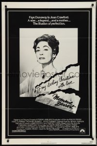 2y0815 MOMMIE DEAREST 1sh 1981 great portrait of Faye Dunaway as legendary actress Joan Crawford!