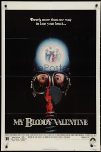 2y0827 MY BLOODY VALENTINE 1sh 1981 bloody gas mask, there's more than one way to lose your heart!