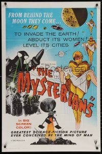 2y0829 MYSTERIANS 1sh 1959 they're abducting Earth's women & leveling its cities, RKO printing!