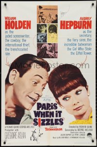 2y0844 PARIS WHEN IT SIZZLES 1sh 1964 close-up of pretty Audrey Hepburn & William Holden!