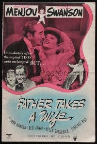 2y0144 FATHER TAKES A WIFE pressbook 1941 great images of Gloria Swanson & Adolphe Menjou, rare!