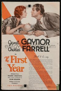 2y0145 FIRST YEAR pressbook 1932 romantic image of Charles Farrell & Janet Gaynor sharing tea, rare!