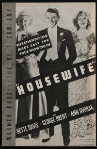 2y0160 HOUSEWIFE pressbook 1934 Bette Davis is the brains behind George Brent's success, ultra rare!