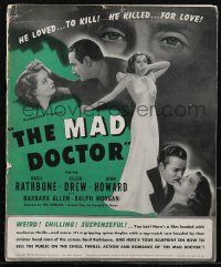 2y0181 MAD DOCTOR pressbook 1940 Basil Rathbone loved to kill for love, Ellen Drew, Howard, rare!