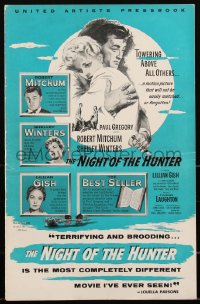 2y0196 NIGHT OF THE HUNTER pressbook 1956 Robert Mitchum & Shelley Winters, Laughton classic noir!