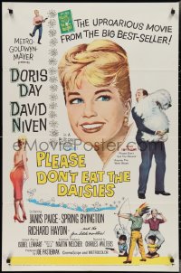 2y0846 PLEASE DON'T EAT THE DAISIES 1sh 1960 art of pretty smiling Doris Day, David Niven w/dog