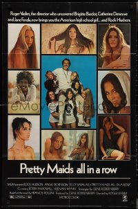 2y0847 PRETTY MAIDS ALL IN A ROW 1sh 1971 Rock Hudson seduces high school cheerleaders!