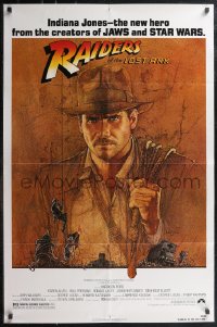 2y0854 RAIDERS OF THE LOST ARK 1sh 1981 great art of adventurer Harrison Ford by Richard Amsel