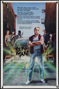 2y0855 REPO MAN 1sh 1984 Emilio Estevez & Harry Dean Stanton take cars from deadbeats who don't pay!