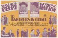 2y1663 PARTNERS IN CRIME herald 1928 Wallace Beery & Raymond Hatton in a safe-cracking comedy, rare!