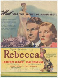 2y1666 REBECCA herald 1940 Alfred Hitchcock classic, Laurence Olivier, Joan Fontaine, George Sanders