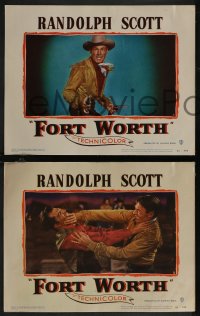2y1415 FORT WORTH 8 LCs 1951 Randolph Scott in Texas, the Lone Star State was split wide open!