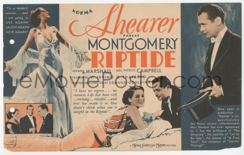 EMoviePoster.com: 2y1636 RIPTIDE Herald 1934 Beautiful Glamorous Norma ...