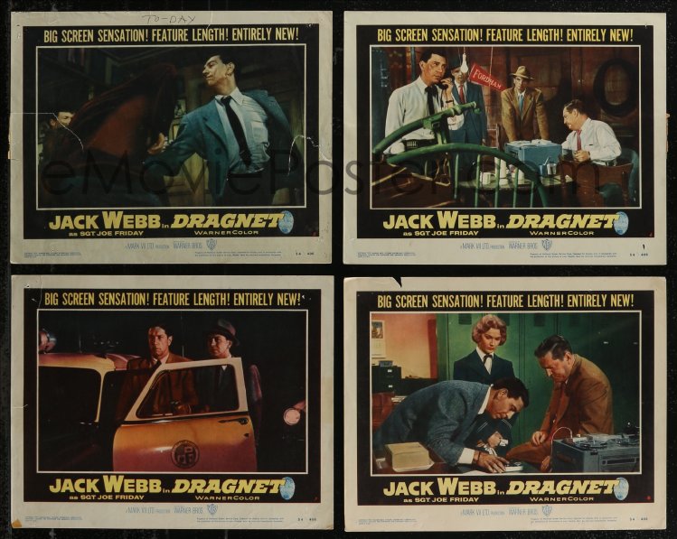 2y1407 DRAGNET 8 LCs 1954 Jack Webb as detective Joe Friday Ben