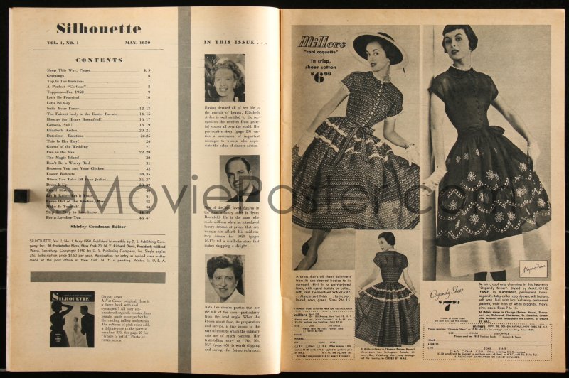 2y0597 SILHOUETTE vol 1 no 1 magazine May 1950 fashions for the young,  smart and thrifty!