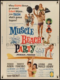 2z0753 MUSCLE BEACH PARTY 30x40 1964 Frankie & Annette, 10,000 biceps & 5,000 bikinis!