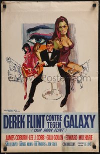 2z0399 OUR MAN FLINT Belgian 1966 Ray art of James Coburn, sexy James Bond spy spoof, ultra rare!