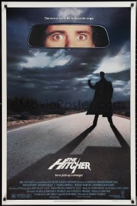 2z0987 HITCHER 1sh 1986 creepy hitchhiker Rutger Hauer, C. Thomas Howell, never pick-up a stranger!