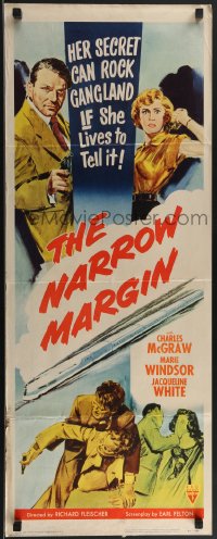 2z0790 NARROW MARGIN insert 1952 Richard Fleischer classic noir, Charles McGraw, Marie Windsor