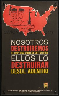 2z0275 NOSOTROS DESTRUIREMOS 12x21 Cuban special poster 1967 art of a red America, man with gun!