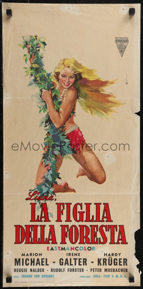 eMoviePoster.com: 2z0529 LIANE JUNGLE GODDESS Italian locandina 1957  Cesselon art of 16 year-old Marion Michael!